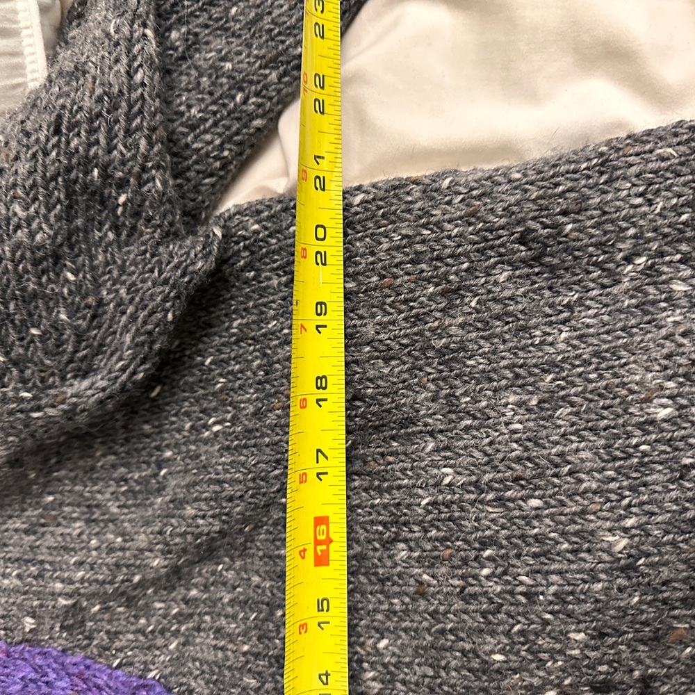 Aran Crafts Gray Cardigan with Purple Trim - Picture 9 of 12